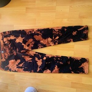Black Jeans with Bleach Grunge Design